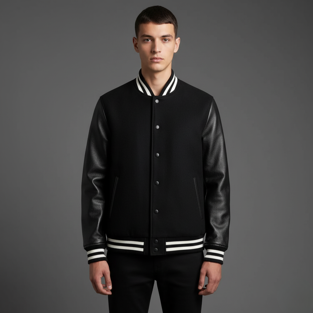 NXTLVL Wool × Leather Jacket – Noir Edition | Streetwear Essential