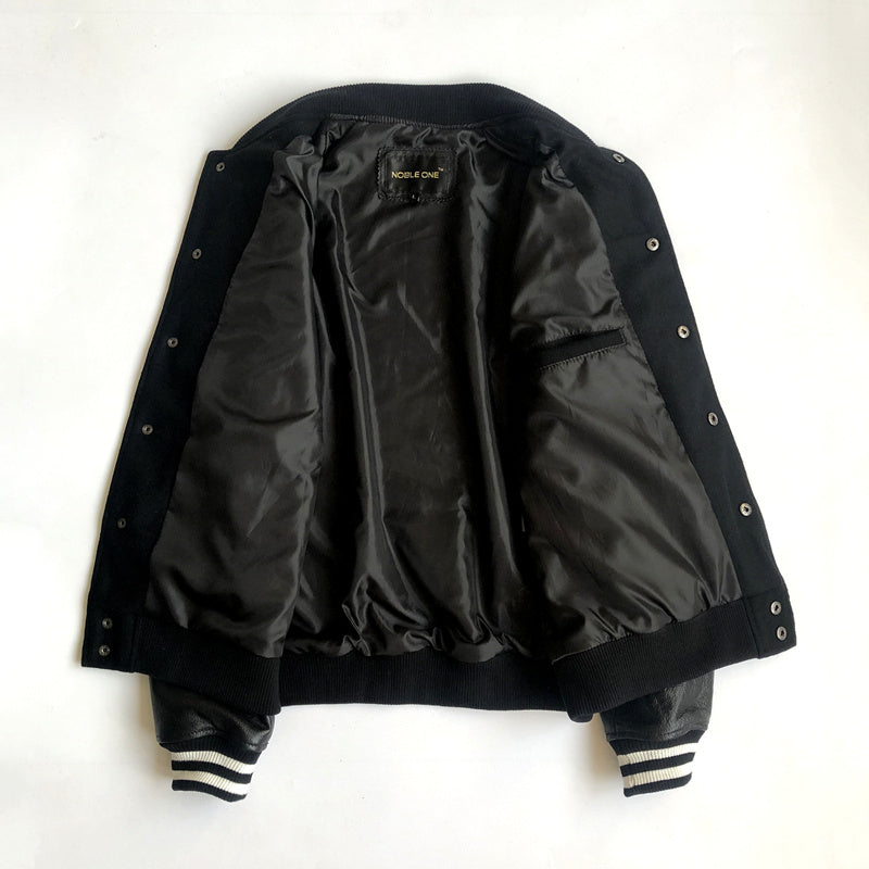 NXTLVL Wool × Leather Jacket – Noir Edition | Streetwear Essential