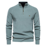 Men’s Slim Fit Stand Collar Knitted Sweater – Half Turtleneck Zip-Up Pullover