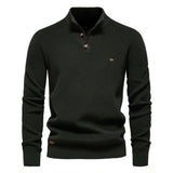 Men’s Slim Fit Stand Collar Knitted Sweater – Half Turtleneck Zip-Up Pullover