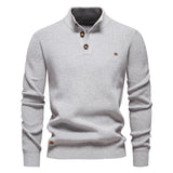 Men’s Slim Fit Stand Collar Knitted Sweater – Half Turtleneck Zip-Up Pullover