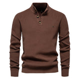 Men’s Slim Fit Stand Collar Knitted Sweater – Half Turtleneck Zip-Up Pullover