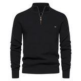 Men’s Slim Fit Stand Collar Knitted Sweater – Half Turtleneck Zip-Up Pullover
