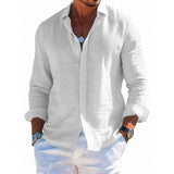 Men’s Linen-Blend Long Sleeve Shirt — Relaxed Tailored Fit, Solid Color, Premium Button-Up