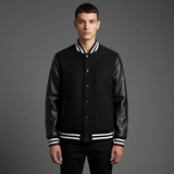 NXTLVL Wool × Leather Jacket – Noir Edition | Streetwear Essential