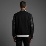 NXTLVL Wool × Leather Jacket – Noir Edition | Streetwear Essential