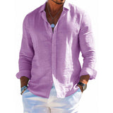 Men’s Linen-Blend Long Sleeve Shirt — Relaxed Tailored Fit, Solid Color, Premium Button-Up
