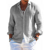 Men’s Linen-Blend Long Sleeve Shirt — Relaxed Tailored Fit, Solid Color, Premium Button-Up