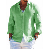 Men’s Linen-Blend Long Sleeve Shirt — Relaxed Tailored Fit, Solid Color, Premium Button-Up