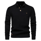 Men’s Slim Fit Stand Collar Knitted Sweater – Half Turtleneck Zip-Up Pullover