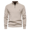 Men’s Slim Fit Stand Collar Knitted Sweater – Half Turtleneck Zip-Up Pullover