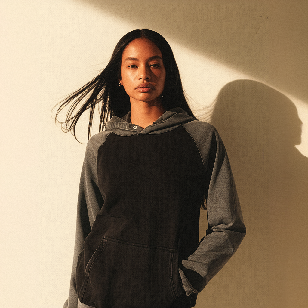 Oversized Two-Tone Hoodie – Monochrome Essential